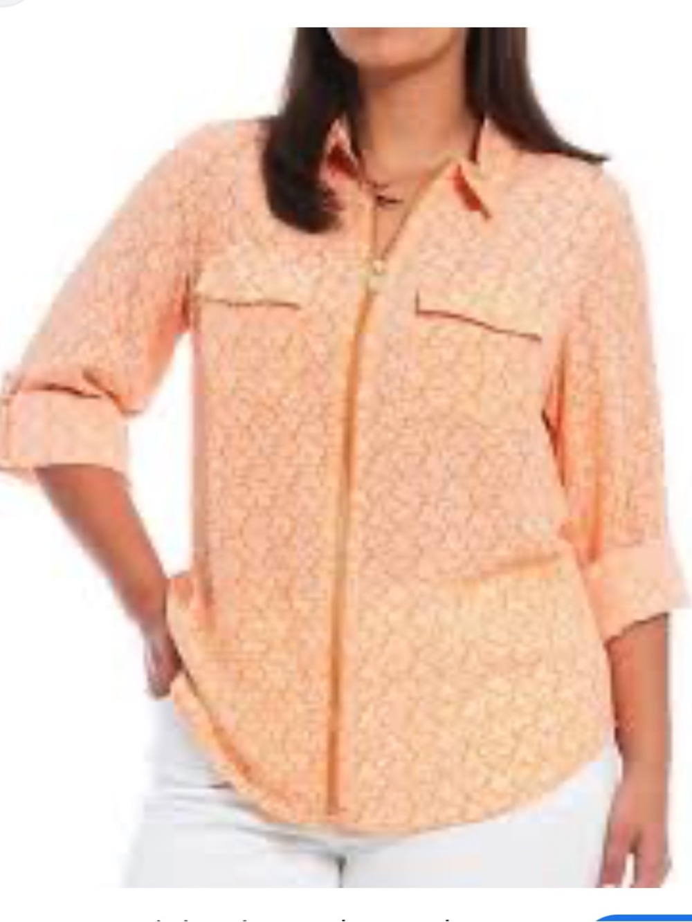Michael Kors Light Orange Front Zip Top